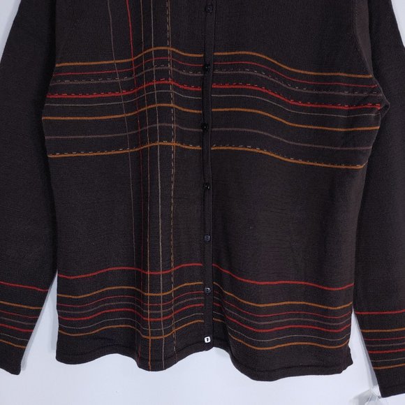 NWT Rafael Brown Striped Cardigan Acrylic & Wool - Picture 3 of 9